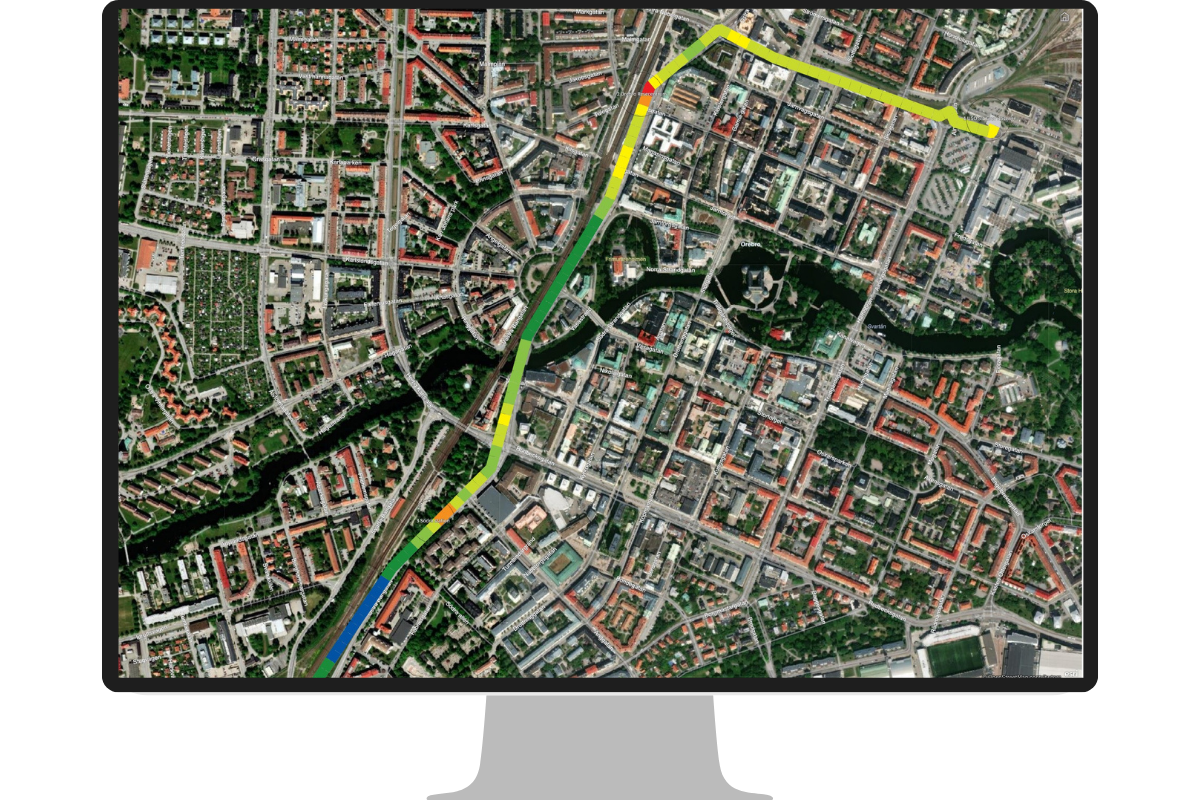 Flowmapper Micro kartvyer över busstrafikens flöde